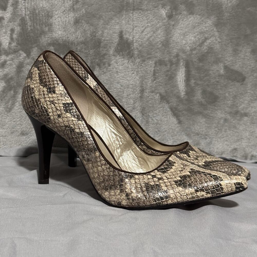 Talbots Snakeskin Leather Heels Womens Size 8B Made In Brazil Maximalist Siren